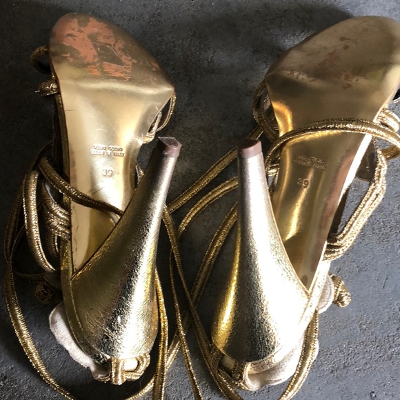 Roberto Cavalli gladiator sandals gold worn once - Picture 4 of 6